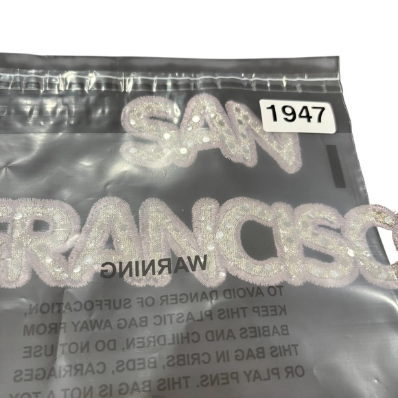 VTG San Francisco sequins bling tee Alstyle Black Sz M Grannycore Biker grunge‎ - Picture 8 of 8